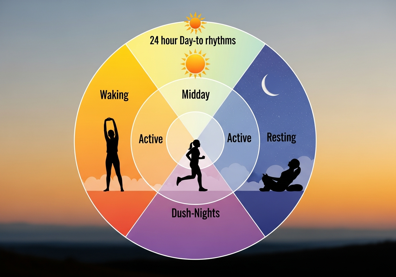 A sun moving across the sky representing natural daily rhythms