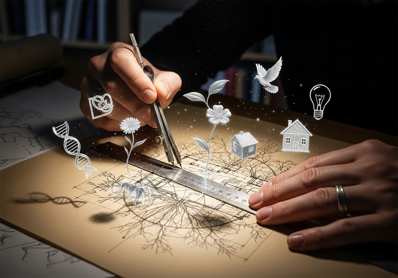 An architect drawing plans symbolizing intentional life creation