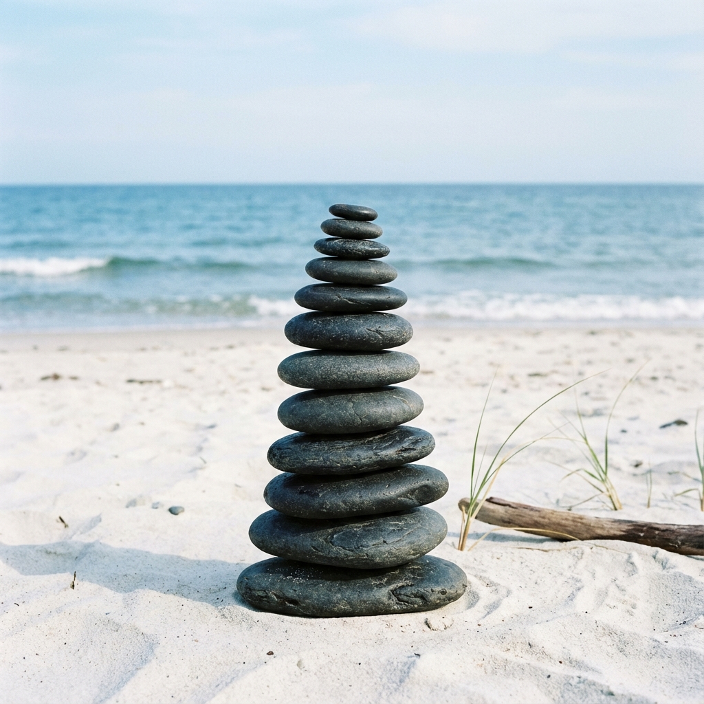 Balanced stones representing habit formation